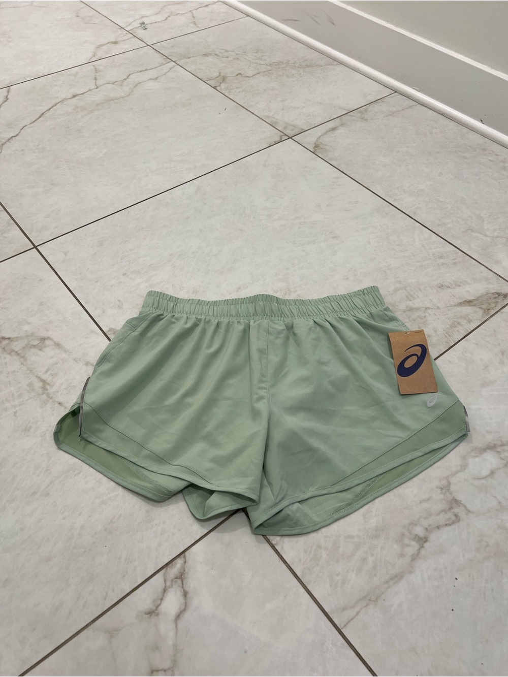 NWT ASICS Sage Green Athletic Shorts Size Medium